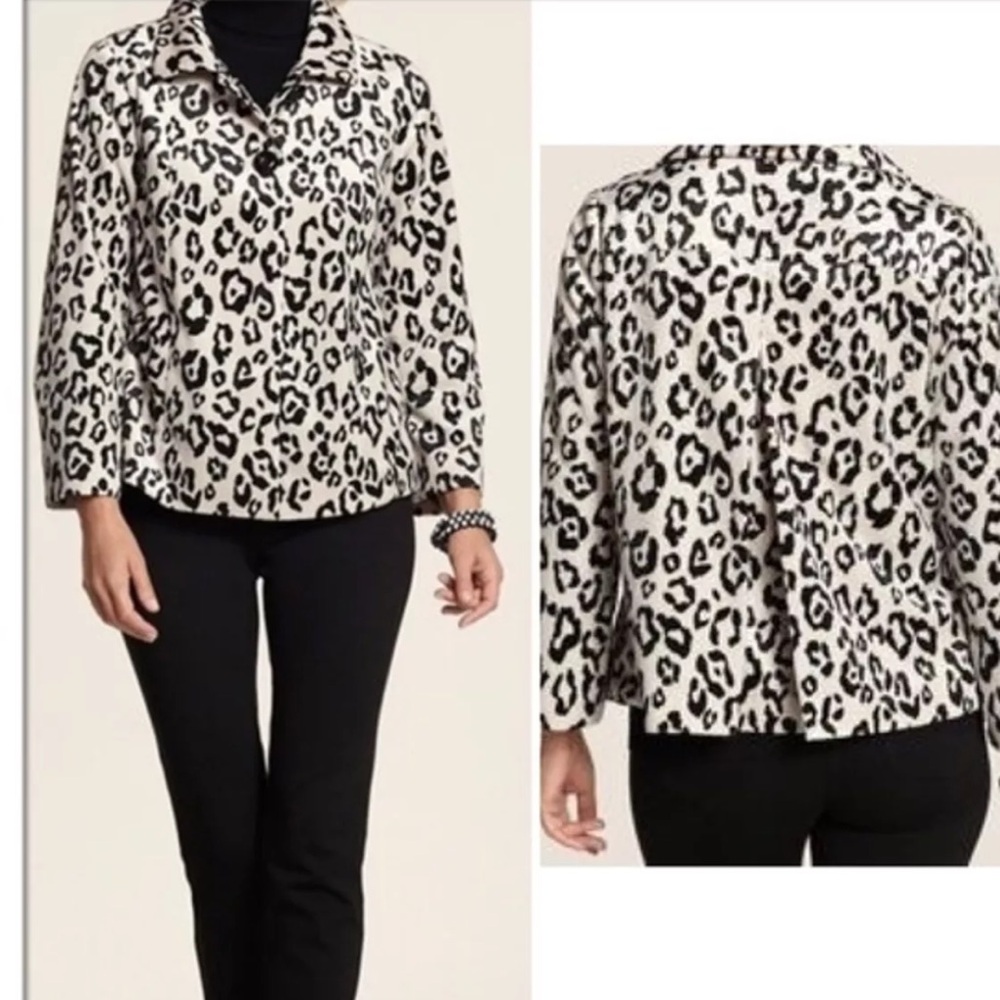 Chico's Animal Print Swing Pea Coat